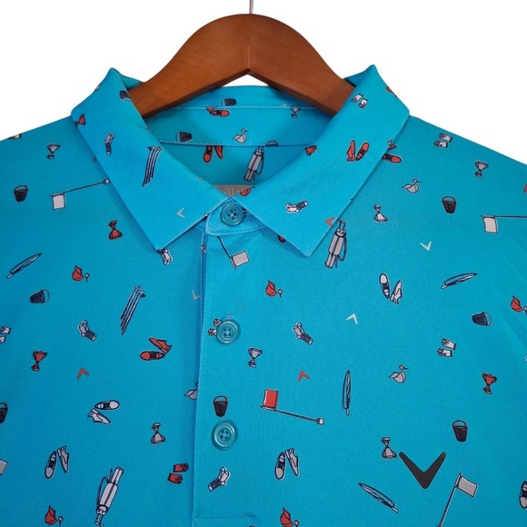 Callaway Other - Callaway Polo Shirt Mens XL Blue Opti-Dri Golf Print Performance Stretch Casual
